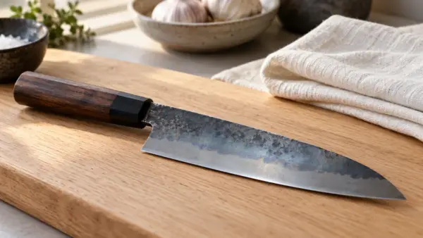 Illustration de couteaux japonais et accessoires : patine